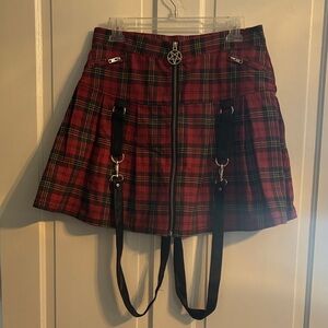 Killstar Tartan Mini Skirt with Black Straps